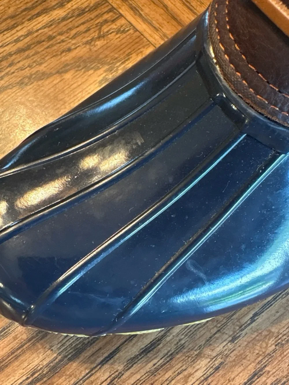 Sperry Navy Rubber & Brown Leather Kids Rain Boots